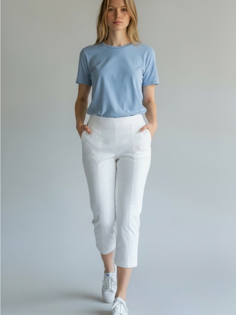 Burberry White Cropped Ponte Pants